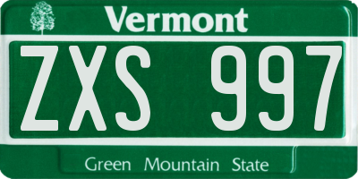 VT license plate ZXS997
