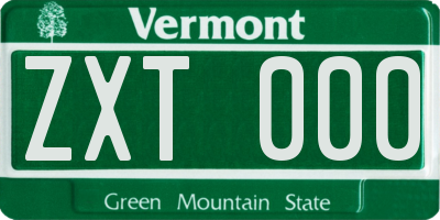 VT license plate ZXT000