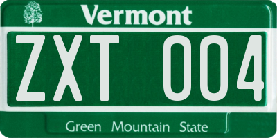 VT license plate ZXT004