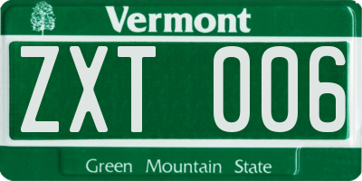 VT license plate ZXT006