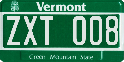 VT license plate ZXT008