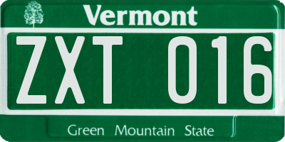 VT license plate ZXT016