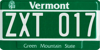 VT license plate ZXT017