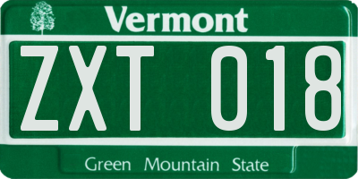 VT license plate ZXT018