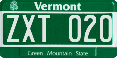 VT license plate ZXT020