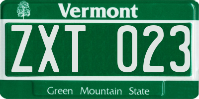 VT license plate ZXT023