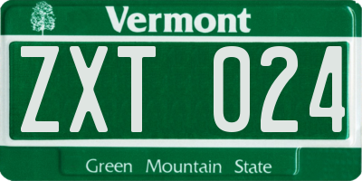 VT license plate ZXT024
