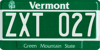 VT license plate ZXT027