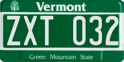VT license plate ZXT032