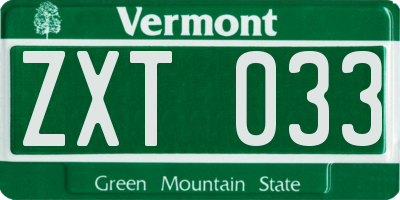 VT license plate ZXT033