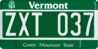 VT license plate ZXT037