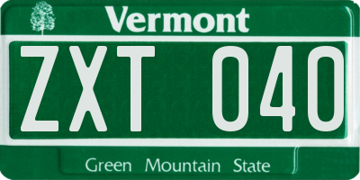 VT license plate ZXT040