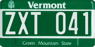 VT license plate ZXT041