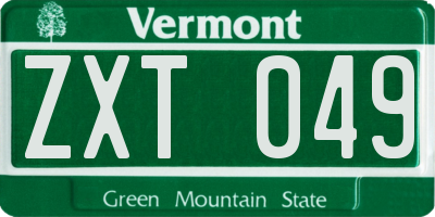 VT license plate ZXT049