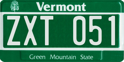 VT license plate ZXT051