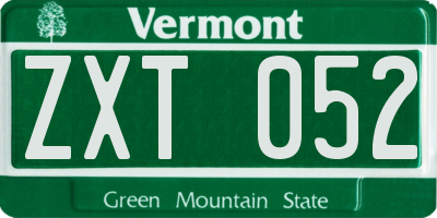 VT license plate ZXT052