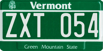 VT license plate ZXT054