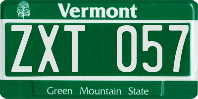VT license plate ZXT057