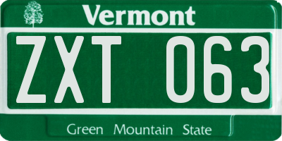 VT license plate ZXT063