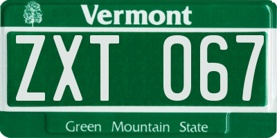VT license plate ZXT067