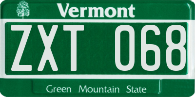 VT license plate ZXT068