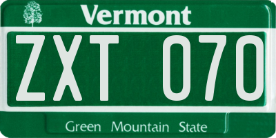 VT license plate ZXT070