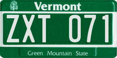 VT license plate ZXT071