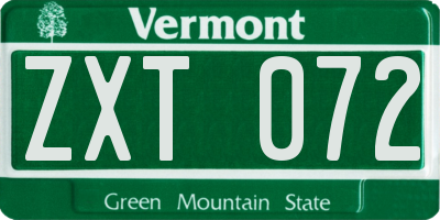 VT license plate ZXT072