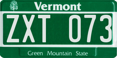 VT license plate ZXT073