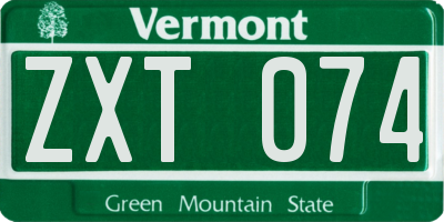 VT license plate ZXT074