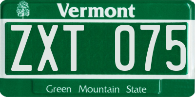 VT license plate ZXT075