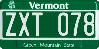 VT license plate ZXT078