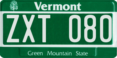 VT license plate ZXT080