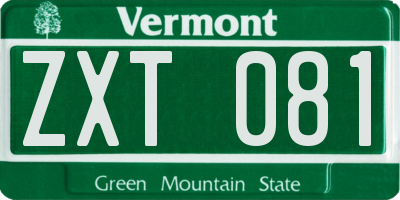VT license plate ZXT081