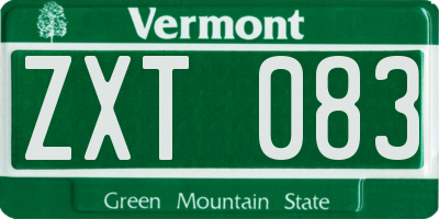 VT license plate ZXT083