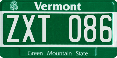 VT license plate ZXT086