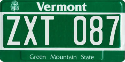 VT license plate ZXT087