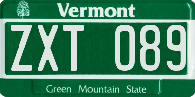 VT license plate ZXT089