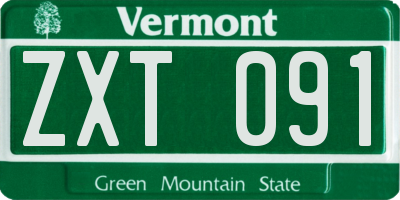VT license plate ZXT091
