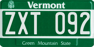 VT license plate ZXT092