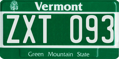 VT license plate ZXT093