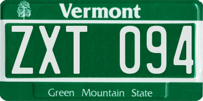 VT license plate ZXT094
