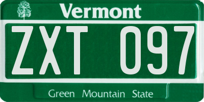 VT license plate ZXT097