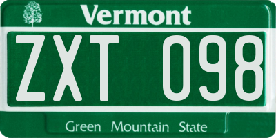 VT license plate ZXT098