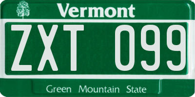 VT license plate ZXT099