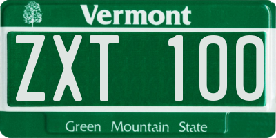 VT license plate ZXT100