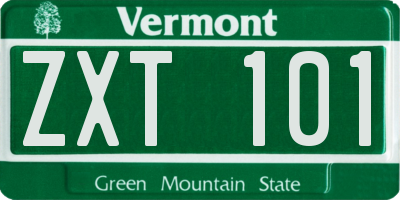 VT license plate ZXT101