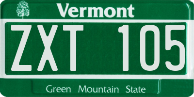 VT license plate ZXT105