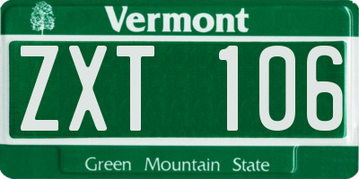 VT license plate ZXT106