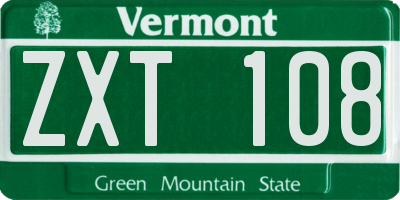 VT license plate ZXT108